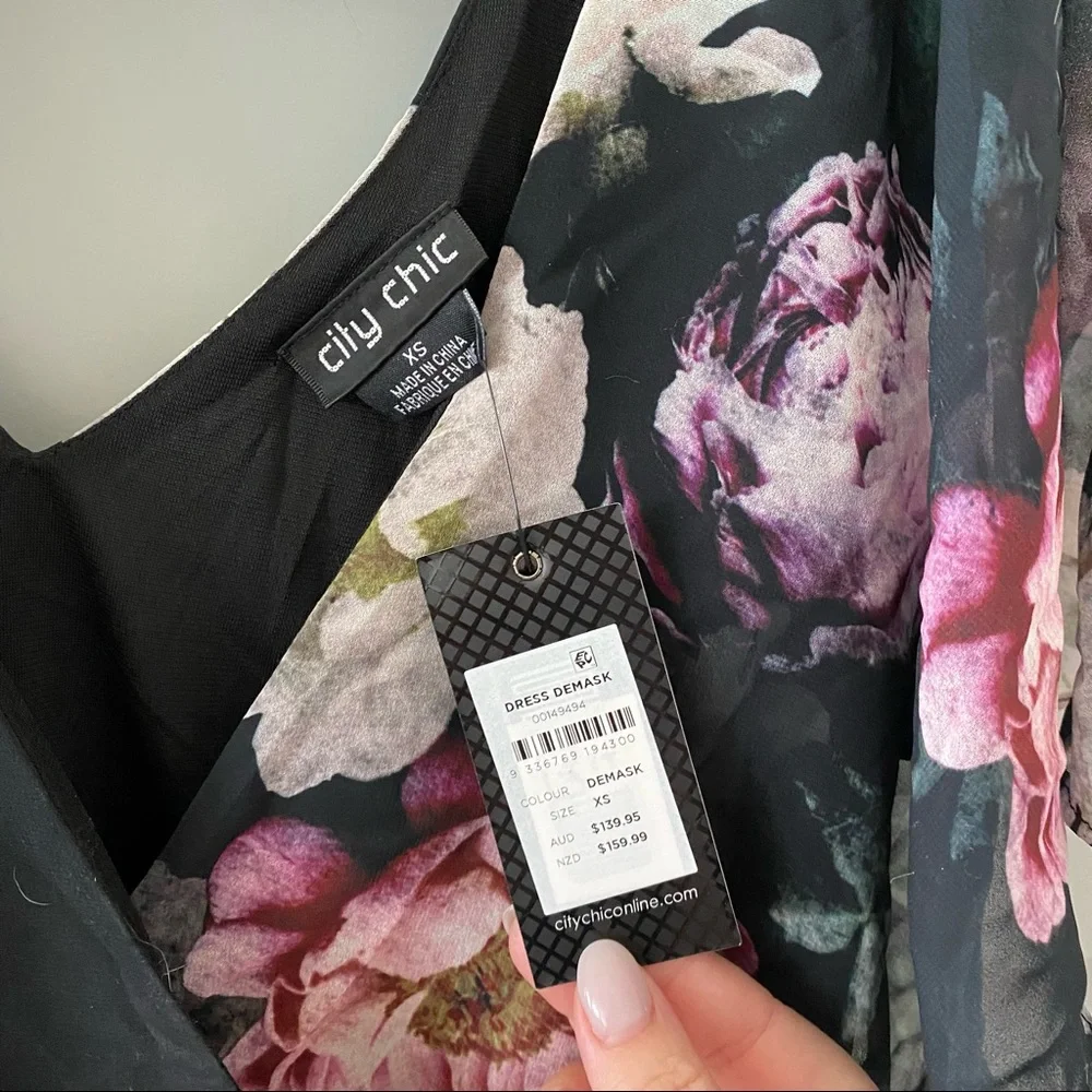 NWT City Chic Demask Floral Midi Wrap Dress - Picture 4 of 4